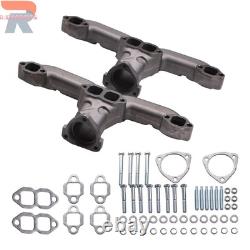Horn Exhaust Manifolds Pair Set For Small Block Chevy SBC 283 305 327 350 400