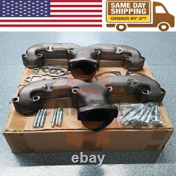Horn Exhaust Manifolds Pair Set For Small Block Chevy SBC 283 305 327 350 400 M