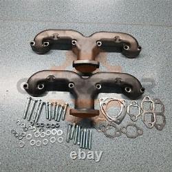 Horn Exhaust Manifolds Pair Set For Small Block Chevy SBC 283 305 327 350 400 M