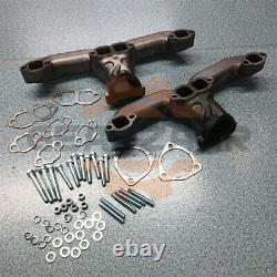 Horn Exhaust Manifolds Pair Set For Small Block Chevy SBC 283 305 327 350 400 M