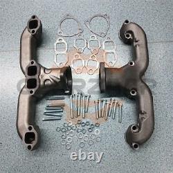 Horn Exhaust Manifolds Pair Set For Small Block Chevy SBC 283 305 327 350 400 M