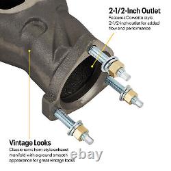 Horn Exhaust Manifolds Pair Set For Small Block Chevy SBC 283 305 327 350 400 M