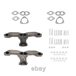 Horn Exhaust Manifolds Pair Set For Small Block Chevy SBC 283 305 327 350 400 M