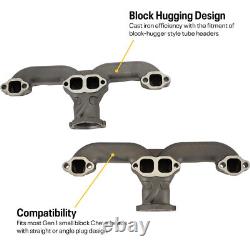 Horn Exhaust Manifolds Pair Set For Small Block Chevy SBC 283 305 327 350 400 US