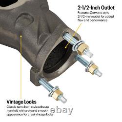 Horn Exhaust Manifolds Pair Set For Small Block Chevy SBC 283 305 327 350 400 US