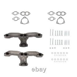 Horn Exhaust Manifolds Pair Set For Small Block Chevy SBC 283 305 327 350 Iron
