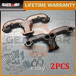 Horn Exhaust Manifolds Pair Set For Small Block Chevy SBC 283 305 327 350 Iron