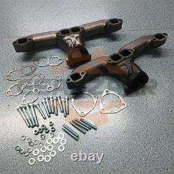 Horn Exhaust Manifolds Pair Set For Small Block Chevy SBC 283 305 327 350 Iron
