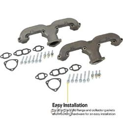 Horn Exhaust Manifolds Pair Set For Small Block Chevy SBC 283 305 327 350 Iron