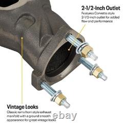 Horn Exhaust Manifolds Pair Set For Small Block Chevy SBC 283 305 327 350 Iron