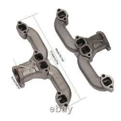 Horn Exhaust Manifolds Pair Set For Small Block Chevy SBC 283 305 327 350 Iron