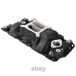 Intake Manifold Dual Plane Aluminum Black for 1955-95 SBC Small Block Chevy 350