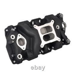 Intake Manifold Dual Plane Aluminum Black for 1955-95 SBC Small Block Chevy 350