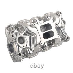 Intake Manifold Dual Plane Polish Aluminum For SBC Small Block Chevy 350 1955-95