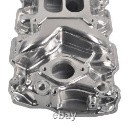 Intake Manifold Dual Plane Polish Aluminum For SBC Small Block Chevy 350 1955-95