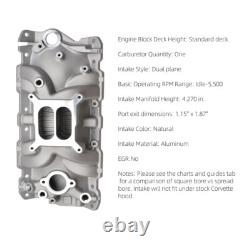 Intake Manifold Dual Plane Square Bore for Chevy Small Block 265 305 327 350 400