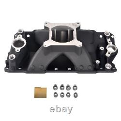 Intake Manifold Single Plane Black for 1957-1995 Small Block Chevy SBC 350 400