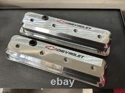 Like New Proform Small Block Chevy Slant Edge Polished Aluminum Valve Covers SBC