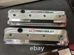 Like New Proform Small Block Chevy Slant Edge Polished Aluminum Valve Covers SBC