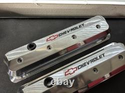 Like New Proform Small Block Chevy Slant Edge Polished Aluminum Valve Covers SBC