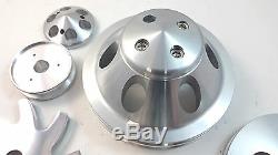 MACHINED SBC Small Block Chevy 2 / 3 Groove Aluminum Short Pump Pulley Kit 350