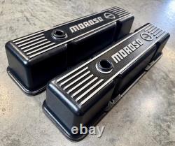 MOROSO Cast Aluminum Tall Ribbed Valve Cover for Small Block Chevy, Black SBC