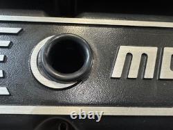 MOROSO Cast Aluminum Tall Ribbed Valve Cover for Small Block Chevy, Black SBC