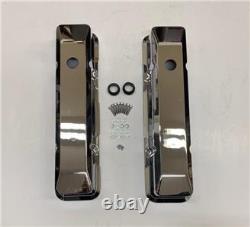 NEW V8 Small Block Chevy Tall Smooth Chromed Aluminum Valve Covers 283 350 305