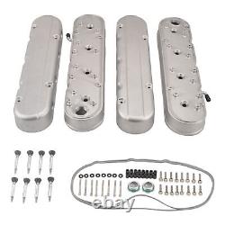 Natural Valve Covers Aluminum Hidden Coils LS Smooth Top for Chevy Small Block
