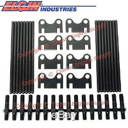 New +. 100 Pushrods, Flat Guide Plates & 7/16 Rocker Arm Studs sb Chevy 400 350