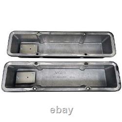 Orange 383 Stroker Small Block Chevy Tall Valve Covers- Black Logo Billet Top