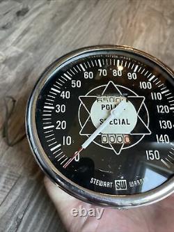 Original Stewart Warner 150 MPH Police Special Speedo Gauge Dash Hotrod SCTA