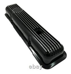 Pair OE LT1 Style Black Aluminum Valve Covers with Gaskets Small Block Chevy SBC