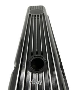 Pair OE LT1 Style Black Aluminum Valve Covers with Gaskets Small Block Chevy SBC