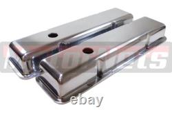 Polish Aluminum Small Block Chevy SBC Valve Covers Smooth plain Short 283-350