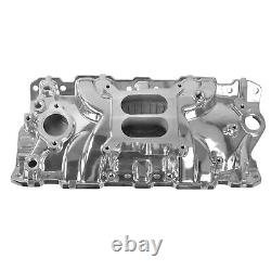 Polished Aluminum Intake Manifold Dual Plane for 55-86 Small Block Chevy 305 350