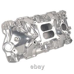 Polished Aluminum Intake Manifold Dual Plane for 55-86 Small Block Chevy 305 350