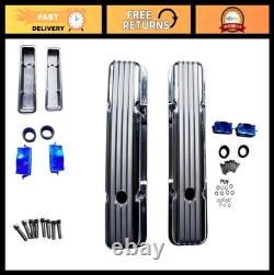 Polished Aluminum Retro Finned Valve Covers & Gaskets for Small Block Chevy 283