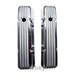 Polished Aluminum Retro Finned Valve Covers & Gaskets for Small Block Chevy 283