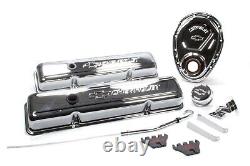 Proform 141-001 Engine Dress-Up Kit Chrome with Logo Fits Small Block Chevy