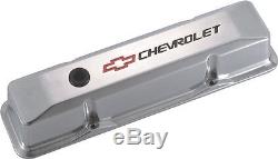 Proform 141-108 Small Block Chevy Tall Polished Aluminum Valve Covers Chevy Logo