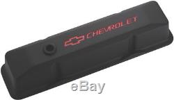 Proform 141-116 Small Block Chevy Tall Black Aluminum Valve Covers Chevy Logo
