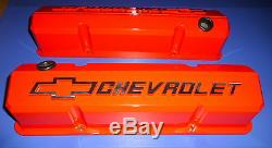 Proform 141-924 Chevy Small Block Slant Edge Cast Aluminum Valve Covers Orange