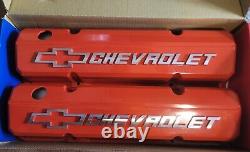 Proform 141-924 GM Performance Orange Aluminum Valve Cover Set Small Block Chevy