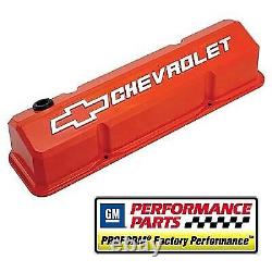 Proform 141-924 GM Performance Orange Aluminum Valve Cover Set Small Block Chevy