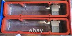 Proform 141-924 GM Performance Orange Aluminum Valve Cover Set Small Block Chevy