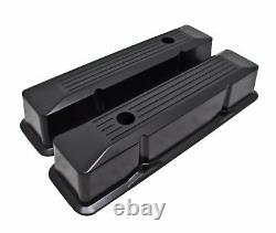 Recessed Ball Milled Aluminum Black Valve Covers For Chevy SB 283 305 327 350