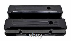 Recessed Ball Milled Aluminum Black Valve Covers For Chevy SB 283 305 327 350
