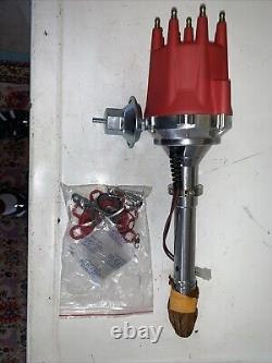 Red Small Big Block Chevy Pro Billet Distributor SBC BBC 350 454 Vacuum Advance