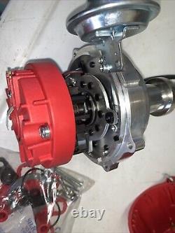 Red Small Big Block Chevy Pro Billet Distributor SBC BBC 350 454 Vacuum Advance